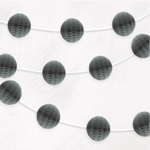 Honeycomb Ball Garland Party Night Argento 213cm