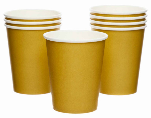 8 vasos de papel dorado 227ml