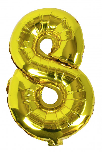 Golden number 8 foil balloon 40cm