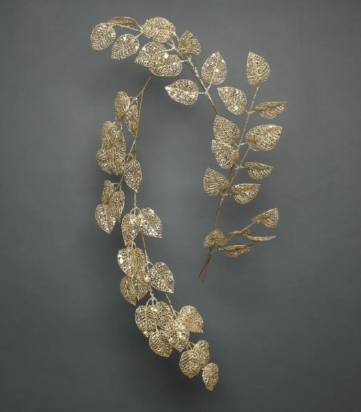 Goldene Blätter Glitzer-Girlande 1,5m