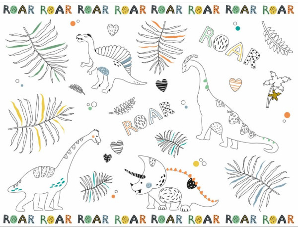 Dino coloring placemats