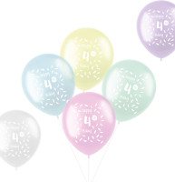6 Happy 4th B-Day latex balloons 33cm
