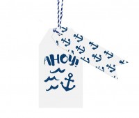 Anteprima: 6 carte regalo Ahoy blu e bianche con 6 pendenti