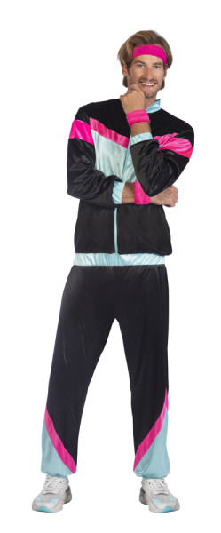 80s jogging suit for men black and multicolored