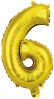 Zahl 6 goldener Folienballon 40cm