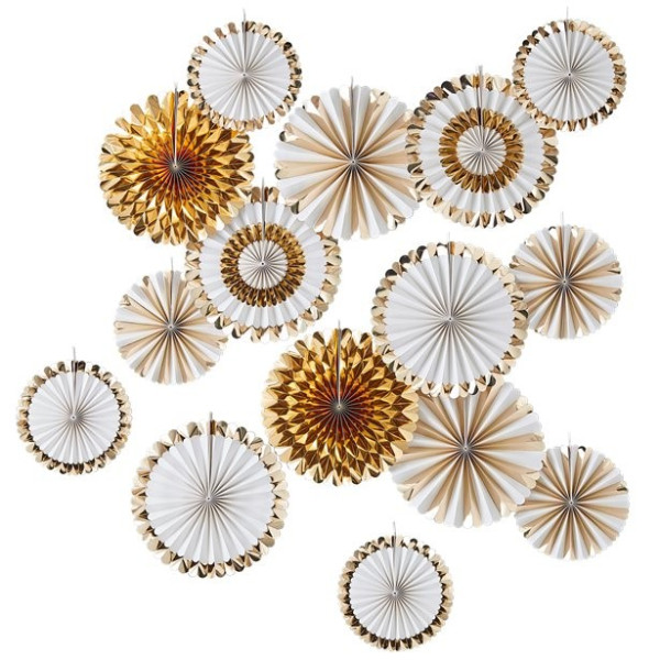 15 rosetas de abanico de oro blanco