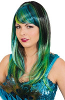 Black-green-turquoise wig