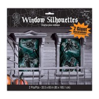 2 cuadros de ventana fantasma de Halloween 165x85cm