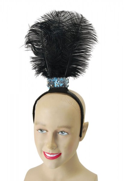 Flapper girl black headband with feathers