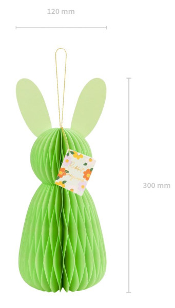 Figura a nido d'ape coniglietto di Pasqua verde 30 cm