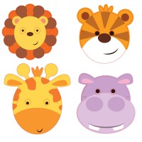 8 Safari Party papieren maskers