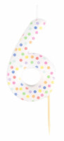 Number 6 colorful dots cake candle 6cm