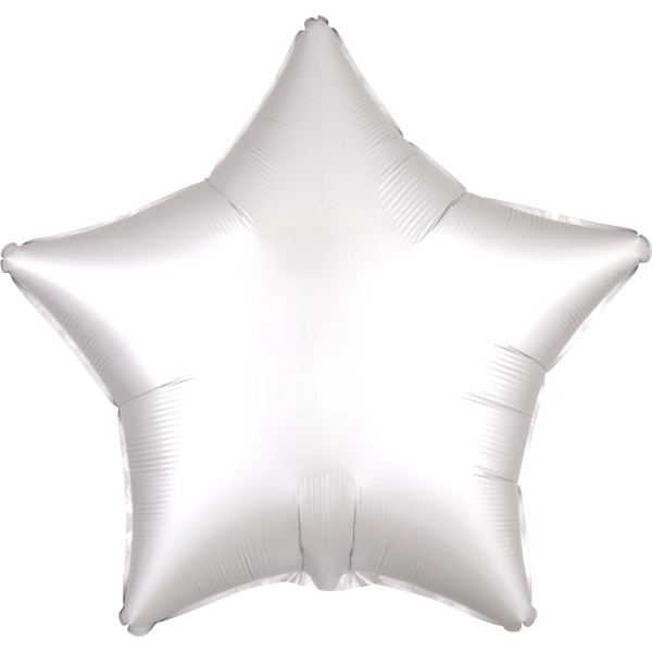 Noble satin star balloon white 43cm
