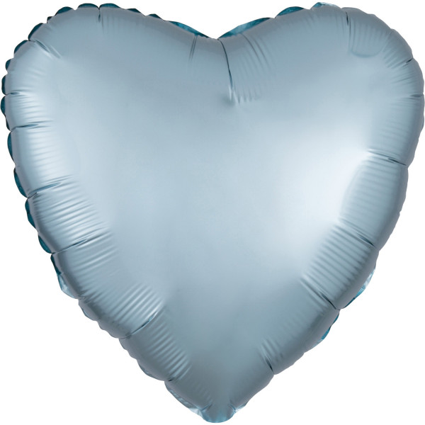 Satin hjärta ballong isblå 43cm