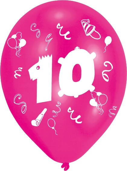 8 nummer ballong 10-årsdag rosa