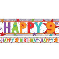 Foil banner 9th birthday holographic 2.7m