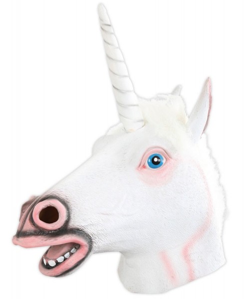 Máscara de cabeza completa de unicornio blanco premium