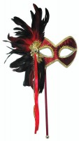 Red feather mask with wand