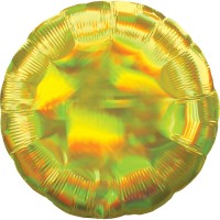 Holografische folie ballon geel 45cm