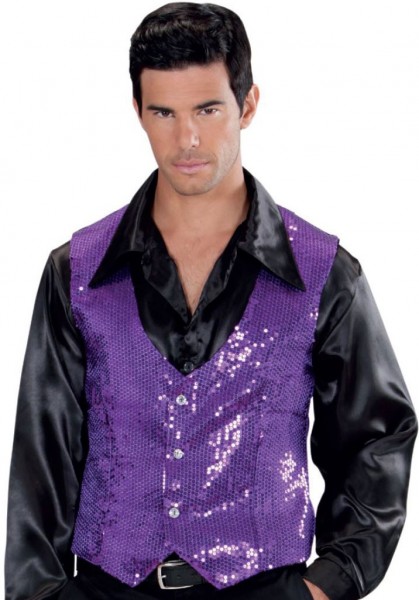 Purple sequin vest men