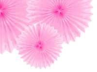 Oversigt: 3 papirrosetter Partystar pink