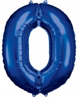 Blauwe Cijfer 0 Folieballon 86 cm