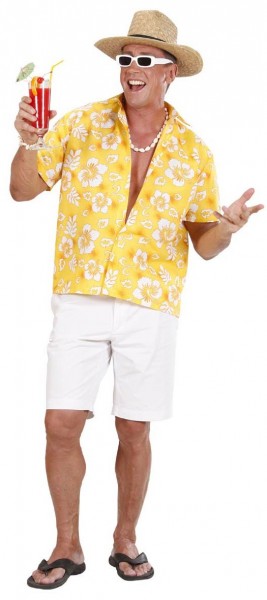 Chemise jaune fleurs Hawaii Pietro