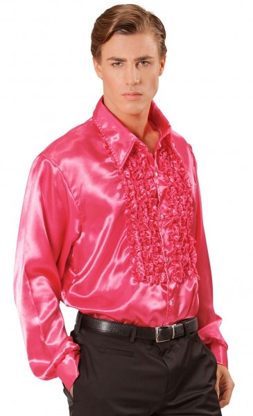 Pink ruffled shirt noble shiny
