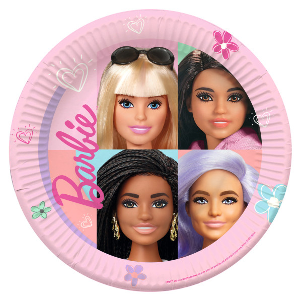 8 Welcome Barbie paper plates 23cm