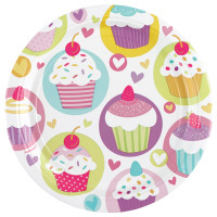 8 cupcake party paper plates 23cm