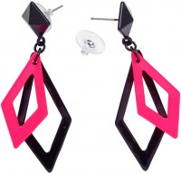 Vorschau: Pink-Schwarze Neon Rauten Ohrringe