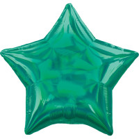 Balon holograficzny w kształcie gwiazdy, szmaragdowo zielony 45 cm