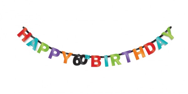 Happy 60 Birthday Celebration slinger kleurrijk 213cm