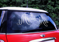 Vista previa: Mr & Mrs pegatinas para parachoques blancas