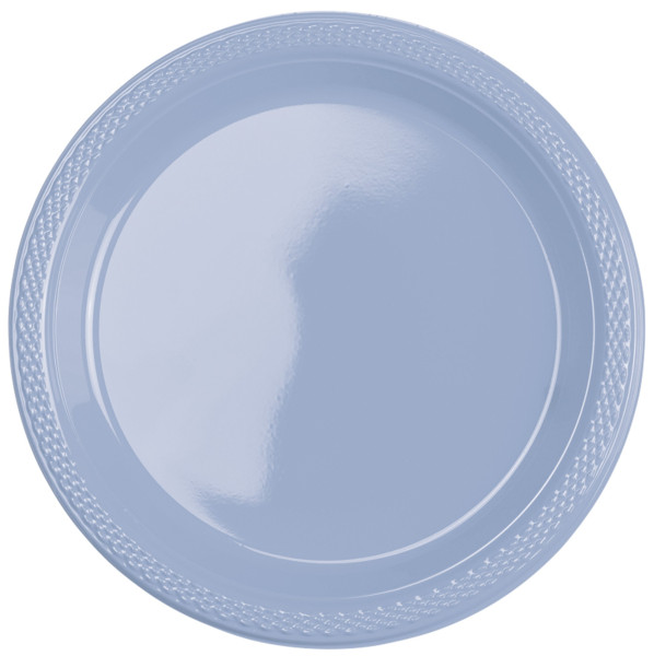 20 plastikowych talerzy w pastelowym niebieskim kolorze 17,7 cm