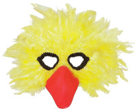 Yellow bird mask with feathers