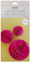 Anteprima: 3 palline ecologiche rosa a nido d'ape