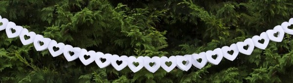 Biała papierowa girlanda w kształcie serca 3m2