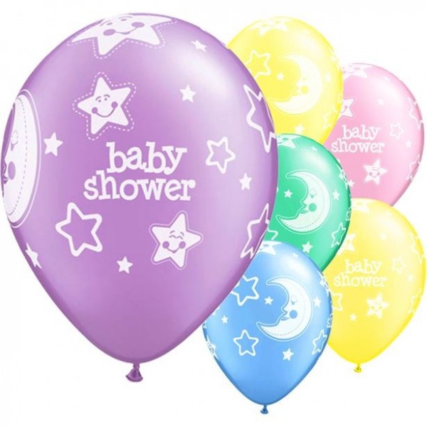 6 babyshower nachthemel ballonnen 28cm