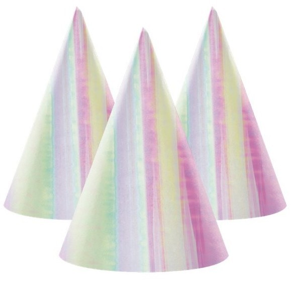 8 iridescent party hats