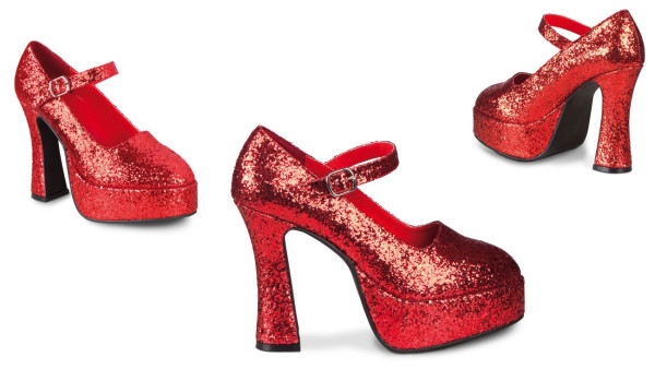 Glittering disco high heels red