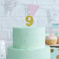 Golden Mix & Match number 9 cake candle 6cm