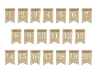 20 Jute Tischnummern Schilder
