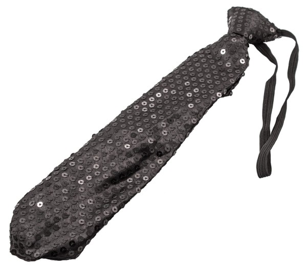 Czarny krawat z cekinami LED