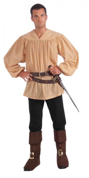 Medieval look-shirt til mænd i beige