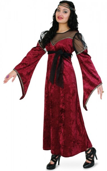 Damska ciemnoczerwona sukienka pokojówki Romina