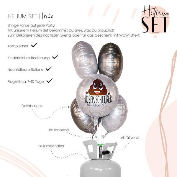 Hosenscheißer Ballon Bouquet-Set mit Heliumbehälter 3