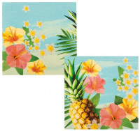 12 serviettes colorées Hawaii 33cm
