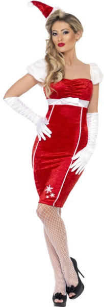 Costume de femme sexy de Noël rouge et blanc