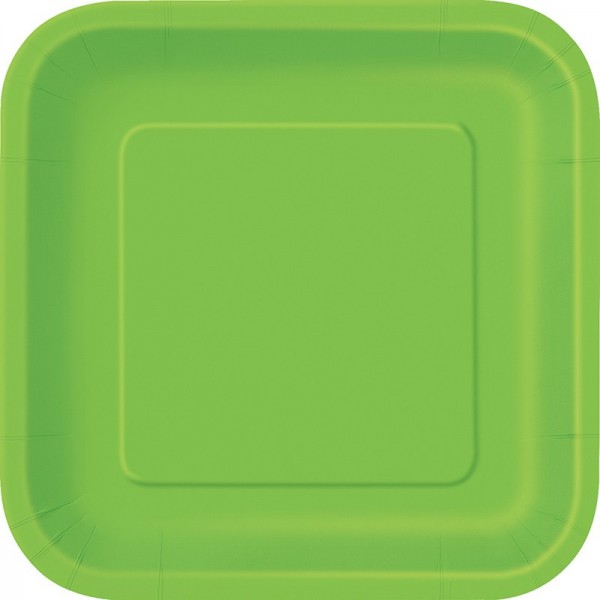 14 piatti di carta quadrati verde kiwi 23cm
